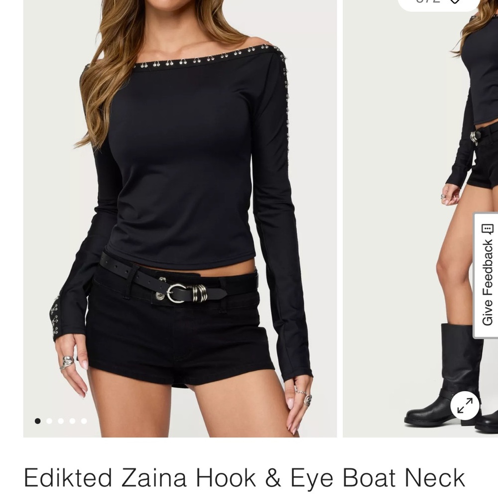 Edikted Black Studded Long Sleeve Top